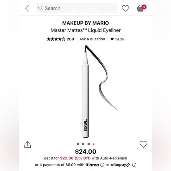 Makeup by mario black felt tip master mattes liquid eyeliner - Picture 1 of 3